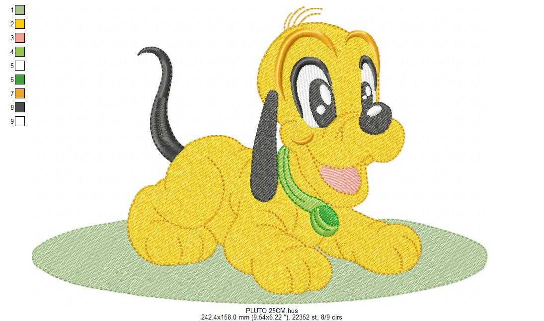 Pluto embroidery design - Mickey Mouse dog machine embroidery pattern - Baby Boy and girl file - Instant digital download pes jef dst hus - Marcia Embroidery