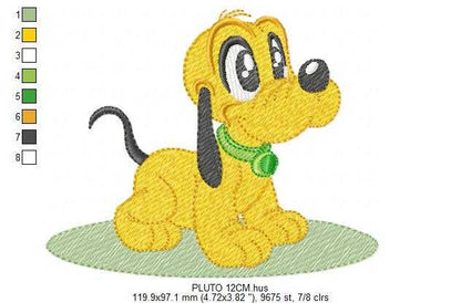 Pluto embroidery design - Mickey Mouse dog machine embroidery pattern - Baby Boy and girl file - Instant digital download pes jef dst hus - Marcia Embroidery