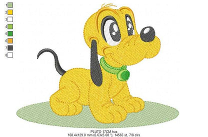 Pluto embroidery design - Mickey Mouse dog machine embroidery pattern - Baby Boy and girl file - Instant digital download pes jef dst hus - Marcia Embroidery