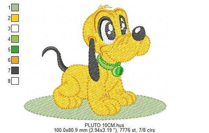 Pluto embroidery design - Mickey Mouse dog machine embroidery pattern - Baby Boy and girl file - Instant digital download pes jef dst hus - Marcia Embroidery