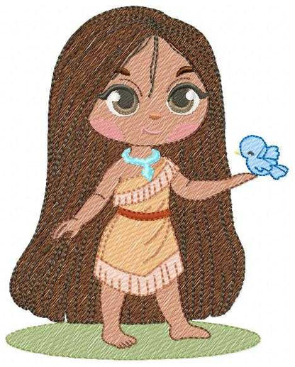 Pocahontas embroidery design - Disney Princess machine embroidery patterns - Baby girl file - Instant digital download pes jef dst - Marcia Embroidery