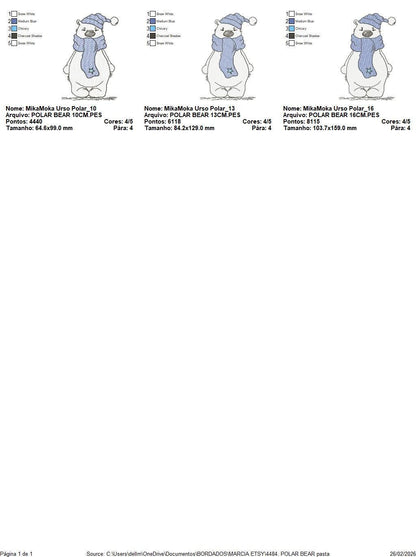 Polar Bear embroidery designs - Baby Boy Bear with hat and scarf machine embroidery pattern - Instant digital download pes jef dst hus vp3 - Marcia Embroidery