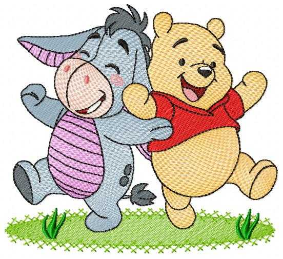Pooh and Eeyore embroidery design - Winnie the Pooh Bear Cartoon machine embroidery pattern - Baby boy and girl file - Instant digital download pes jef - Marcia Embroidery