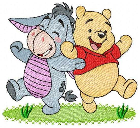 Pooh and Eeyore embroidery design - Winnie the Pooh Bear Cartoon machine embroidery pattern - Baby boy and girl file - Instant digital download pes jef - Marcia Embroidery