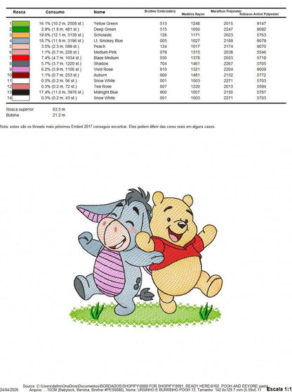 Pooh and Eeyore embroidery design - Winnie the Pooh Bear Cartoon machine embroidery pattern - Baby boy and girl file - Instant digital download pes jef - Marcia Embroidery