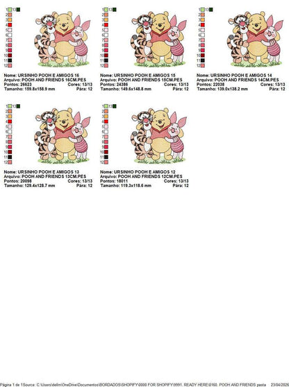 Pooh and friends embroidery design - Winnie the Pooh Bear Cartoon machine embroidery pattern - Baby boy and girl file - Instant digital download pes jef - Marcia Embroidery