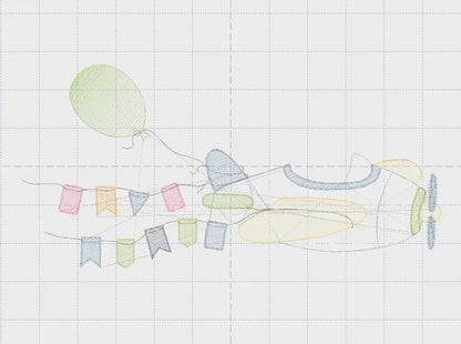 Plane embroidery designs - Airplane embroidery design machine embroidery pattern - Baby boy embroidery file - Plane with flags pes download