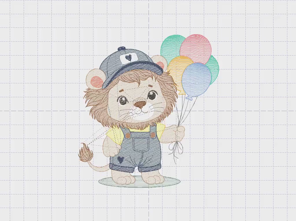 Lion with balloons embroidery designs - Safari animal embroidery design machine embroidery pattern - Baby boy embroidery - instant download