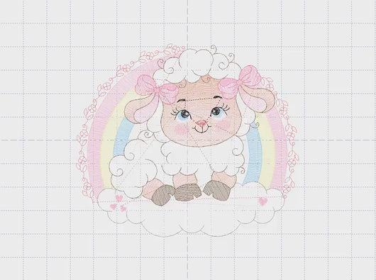 Sheep with rainbow embroidery design - Rainbow embroidery designs machine embroidery pattern - baby girl embroidery file newborn embroidery