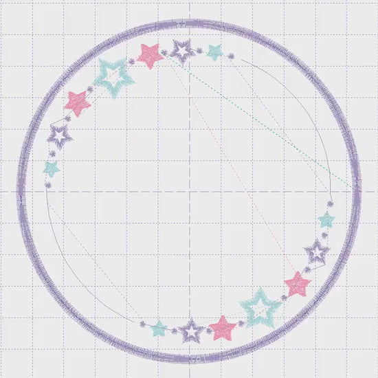 Monogram Frame embroidery designs - Circle Frame with stars machine embroidery pattern - Baby Girl Delicate frame file - Instant download