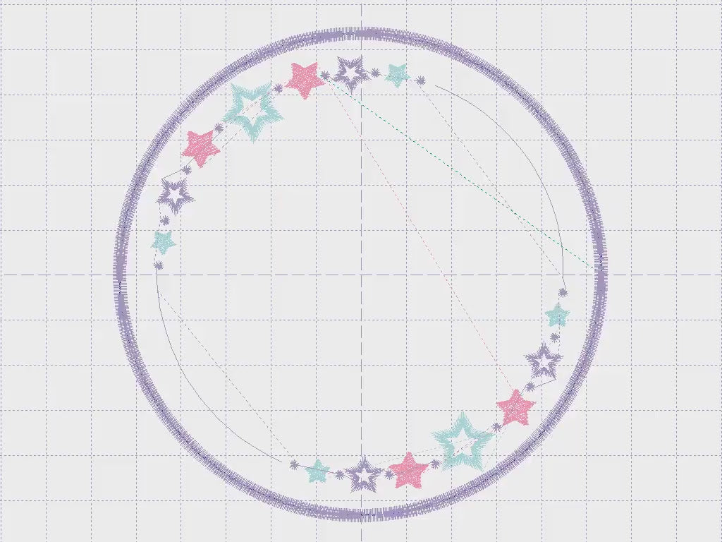 Monogram Frame embroidery designs - Circle Frame with stars machine embroidery pattern - Baby Girl Delicate frame file - Instant download