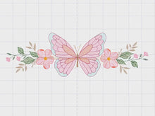 Charger et lire la vidéo dans la visionneuse de la Galerie, Butterfly  with Flowers embroidery designs - Butterfly embroidery design machine embroidery pattern - Kitchen Tea towel embroidery file
