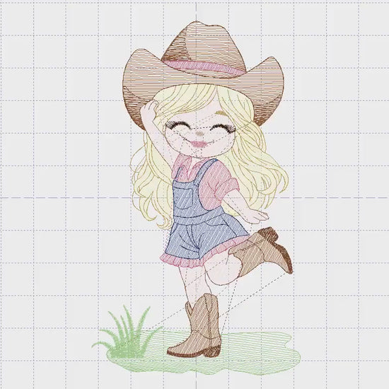 Cowgirl embroidery designs - Cowboy embroidery design machine embroidery pattern - Baby girl embroidery file - Farm cowboy hat wrangler