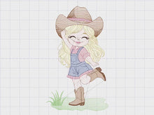 Carica e avvia il video nel visualizzatore di galleria, Cowgirl embroidery designs - Cowboy embroidery design machine embroidery pattern - Baby girl embroidery file - Farm cowboy hat wrangler
