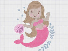 Carica e avvia il video nel visualizzatore di galleria, Mermaid embroidery designs - Sea Princess embroidery design machine embroidery pattern Baby Girl embroidery file - Mermaid with shells
