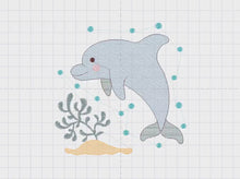 Carica e avvia il video nel visualizzatore di galleria, Dolphin embroidery designs - Ocean Fish embroidery design machine embroidery pattern - Dolphin with algae embroidery - delicate sea animal
