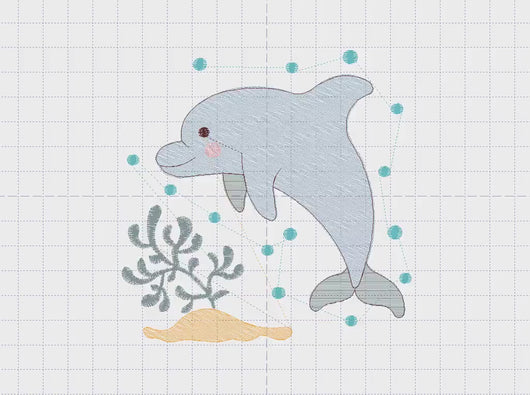 Dolphin embroidery designs - Ocean Fish embroidery design machine embroidery pattern - Dolphin with algae embroidery - delicate sea animal