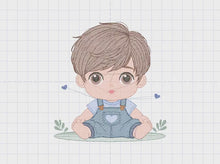 Cargar y reproducir el video en el visor de la galería, Baby boy with jumpsuit embroidery design - Toddler embroidery designs machine embroidery pattern - Kid embroidery file - instant download
