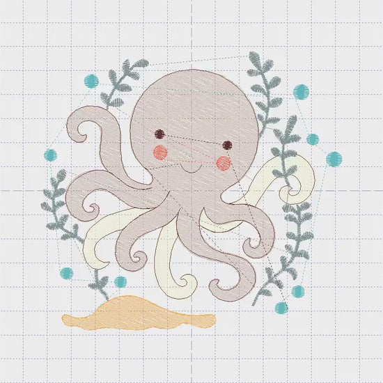 Octopus embroidery design - Sea animal embroidery designs machine embroidery pattern - Ocean animals embroidery - instant digital download
