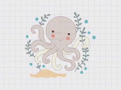Octopus embroidery design - Sea animal embroidery designs machine embroidery pattern - Ocean animals embroidery - instant digital download