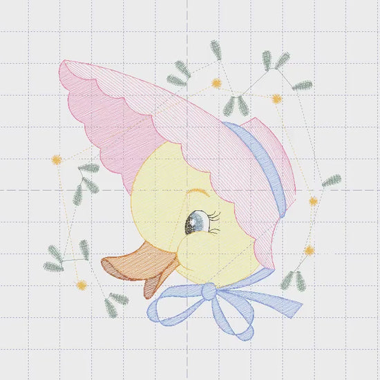 Duck embroidery design - Baby girl embroidery designs machine embroidery pattern - animal embroidery file - duck flowers instant download
