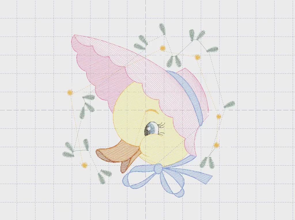 Duck embroidery design - Baby girl embroidery designs machine embroidery pattern - animal embroidery file - duck flowers instant download