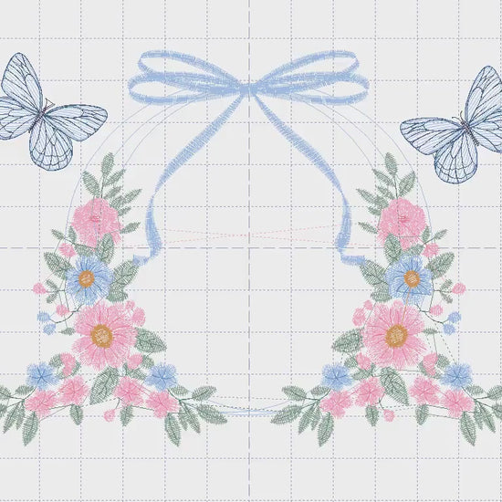 Flower Frame embroidery designs - Delicate Butterfly embroidery design machine embroidery pattern - Wreath embroidery - instant download pes