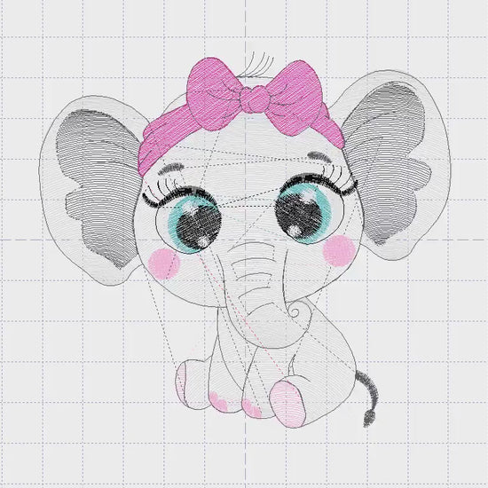 Elephant embroidery designs - Animal embroidery design machine embroidery pattern - Baby girl embroidery file - kid embroidery Towel pillow