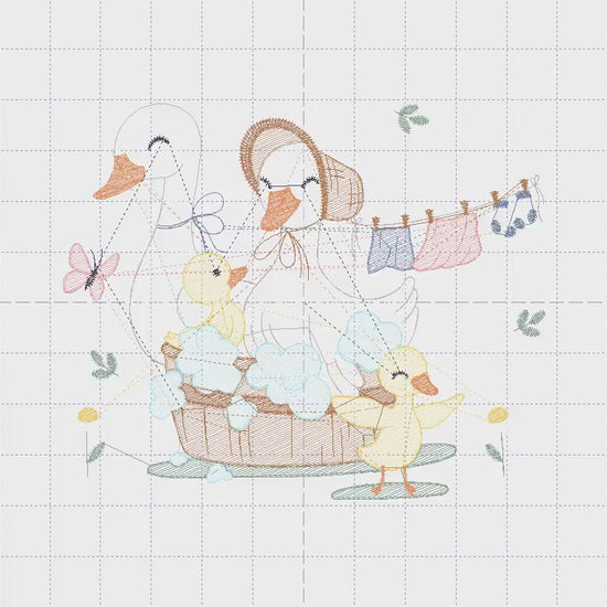 Mama Duck embroidery design - Baby girl embroidery designs machine embroidery pattern - Animal embroidery file - Duck Family Bathing pes jef