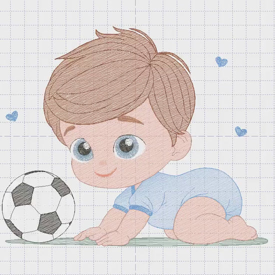 Baby boy embroidery designs - Soccer embroidery design machine embroidery file - Soccer player with ball embroidery - instant download pes