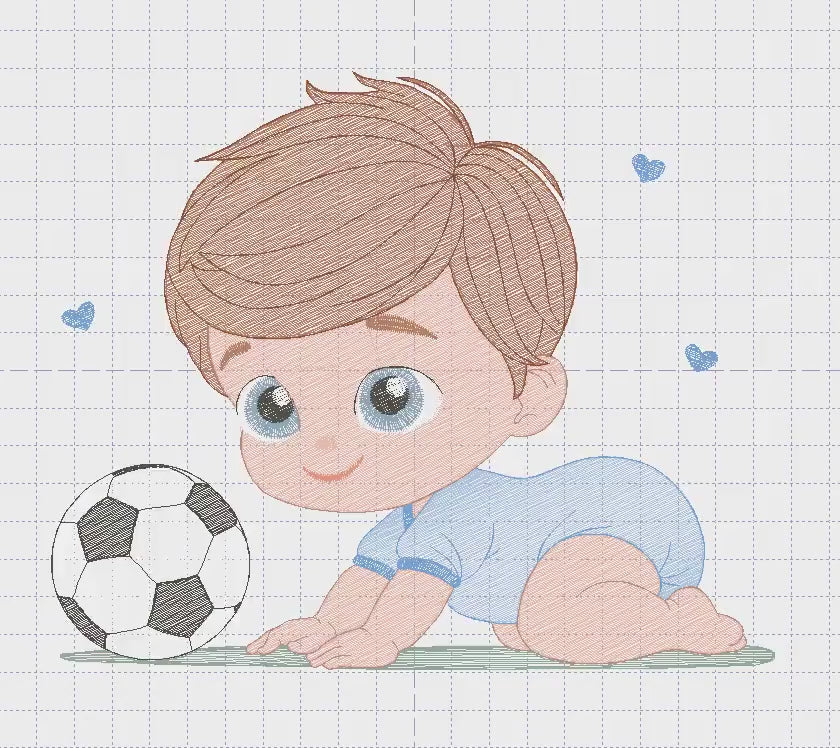 Baby boy embroidery designs - Soccer embroidery design machine embroidery file - Soccer player with ball embroidery - instant download pes