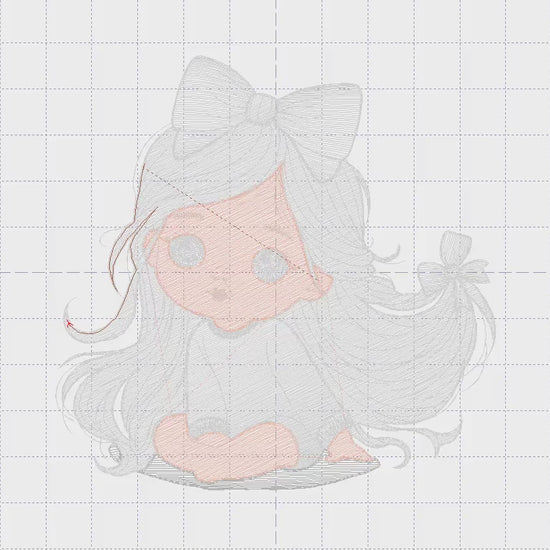 Girl embroidery designs - Baby girl with lace embroidery design machine embroidery pattern - Toddler embroidery file - Girl with long hair