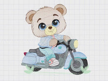 Carica e avvia il video nel visualizzatore di galleria, Male Bear with bike embroidery designs - Bear embroidery design machine embroidery pattern - Baby boy embroidery file - instant download pes
