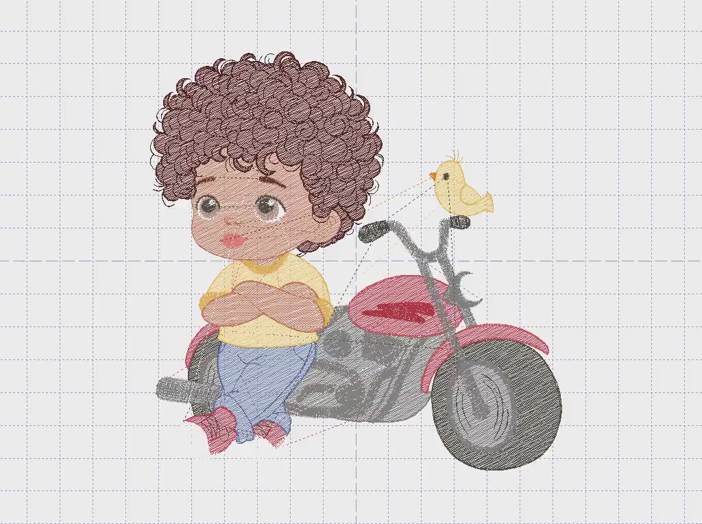 Boy with motorcycle embroidery designs - Baby Boy embroidery design machine embroidery pattern -  Motorcyclist Biker Chopper - pes download
