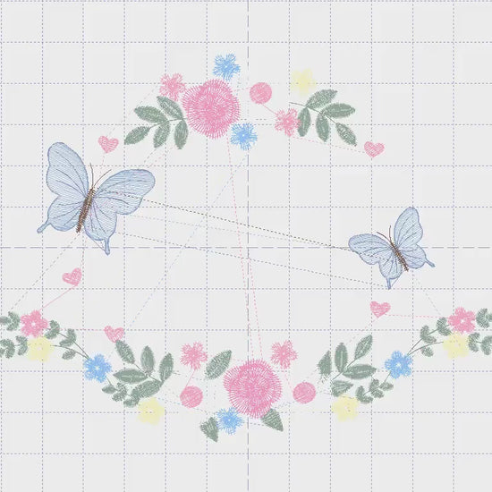 Flower Frame eith butterflies embroidery designs - Delicate Butterfly embroidery design machine embroidery pattern - Wreath embroidery file