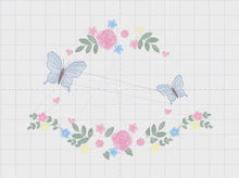 Carica e avvia il video nel visualizzatore di galleria, Flower Frame eith butterflies embroidery designs - Delicate Butterfly embroidery design machine embroidery pattern - Wreath embroidery file
