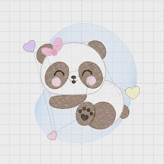 Sleeping Panda embroidery design - Female Animal embroidery designs machine embroidery pattern - Baby girl embroidery file  instant download