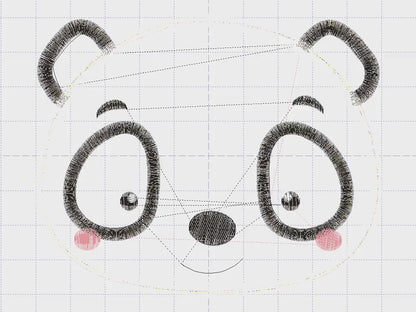 Panda Face embroidery design - Wild Animal mask machine embroidery pattern - Baby boy file - Panda applique design - Instant download pes