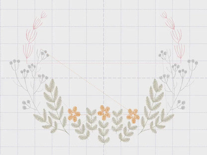 Floral Monogram Frame Embroidery Design, Flower Wreath Machine Pattern (Digital Download)