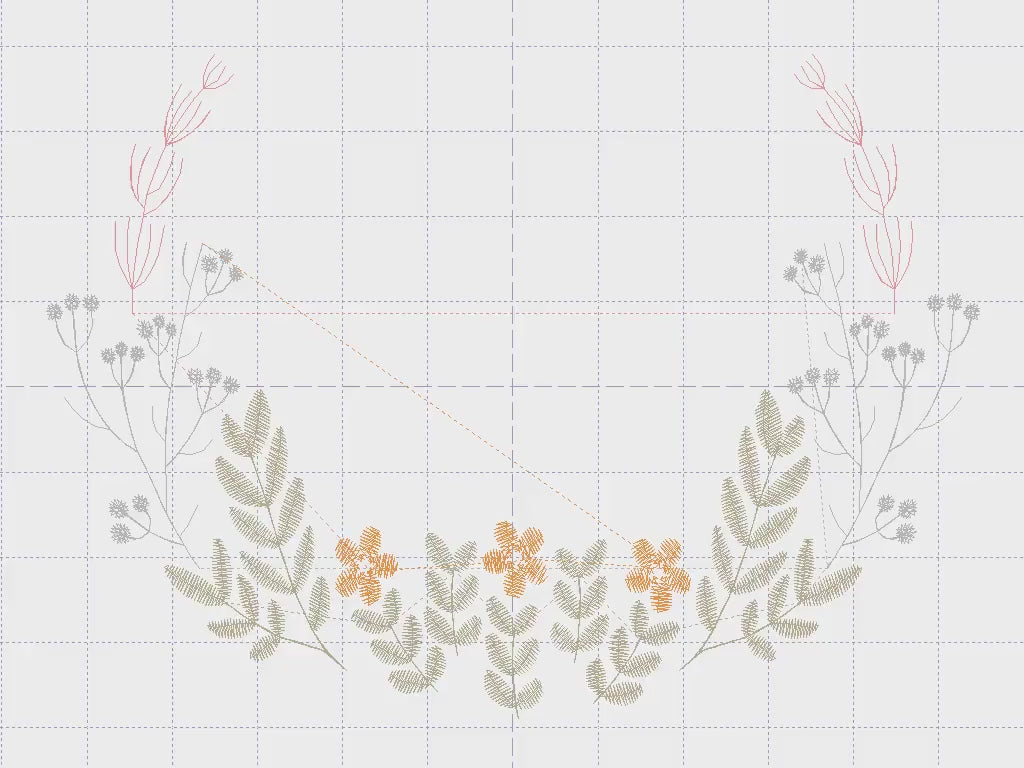 Floral Monogram Frame Embroidery Design, Flower Wreath Machine Pattern (Digital Download)