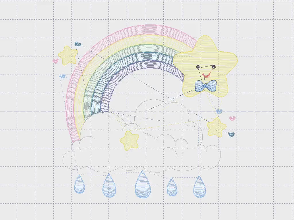 Rainbow embroidery design - Stars rain and cloud embroidery design machine embroidery pattern - Baby boy embroidery file - instant download