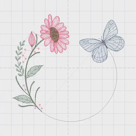 Butterfly Frame embroidery design - Delicate Flowers embroidery designs machine embroidery pattern - Towel embroidery - instant download pes