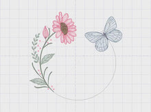 Cargar y reproducir el video en el visor de la galería, Butterfly Frame embroidery design - Delicate Flowers embroidery designs machine embroidery pattern - Towel embroidery - instant download pes
