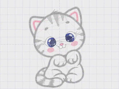 Cat embroidery design - Animal embroidery designs machine embroidery pattern - Kitten embroidery file - baby girl embroidery cat design