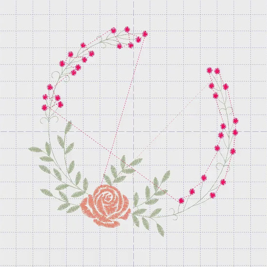 Monogram Frame embroidery designs - Flower embroidery design machine embroidery pattern - Rose wreath embroidery file - instant download jef
