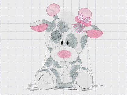 Patched Giraffe embroidery design - Ragged Animal embroidery designs machine embroidery pattern - Baby girl embroidery file - cute sweet
