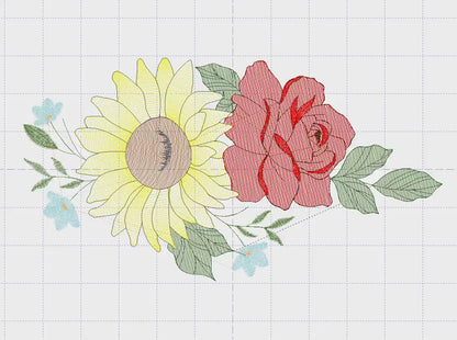 Sunflowers embroidery designs - Flower embroidery design machine embroidery pattern - floral roses embroidery file - instant download hus