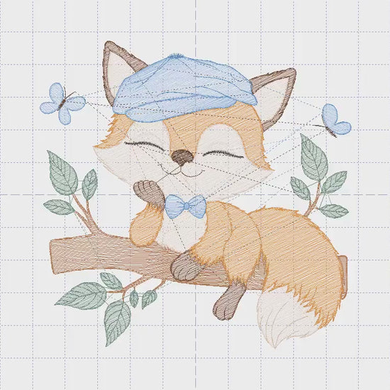 Red Fox embroidery designs - Male Fox with cap embroidery design machine embroidery pattern - Animal embroidery file - instant download pes