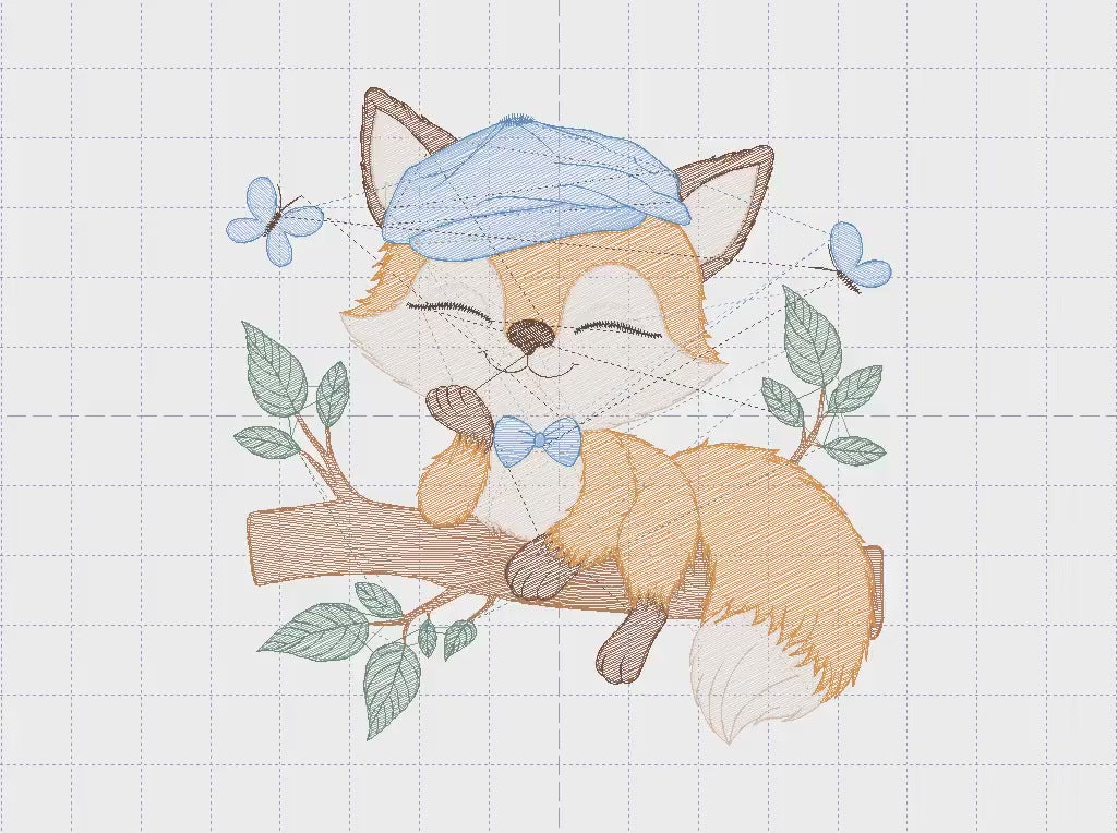 Red Fox embroidery designs - Male Fox with cap embroidery design machine embroidery pattern - Animal embroidery file - instant download pes
