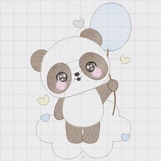 Panda embroidery design - Animal embroidery designs machine embroidery pattern - Baby boy embroidery file - Panda with ballon download pes